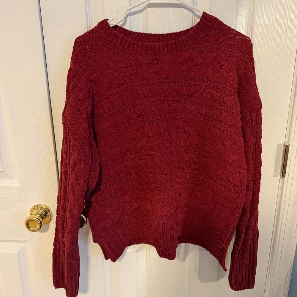 Time and Tru Women's Large Red Polyester Long Sleeve‎ Sweater